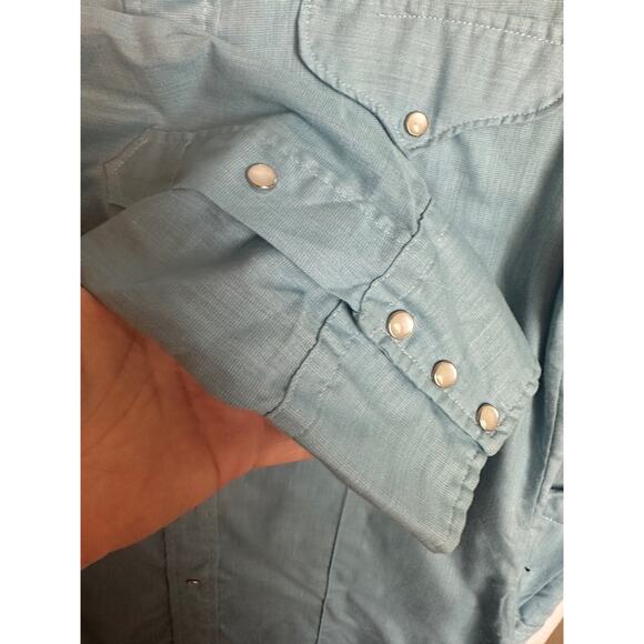 48. Vintage Men's Western shirt; blue; Size M; Extra Long - Picture 4 of 6